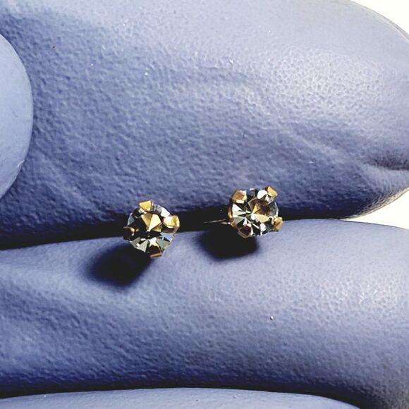 Swarovski Crystal Element - Gold Overlay Light Blue Stone "Tiny" Stud Earrings - Picture 9 of 12